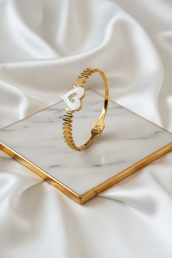 White_Heart_Zircon_Bangle_Bracelet