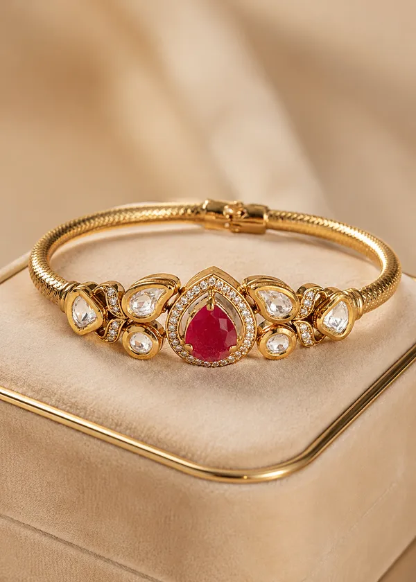 Ruby_Royale_Moissanite_Polki_Front_Opening_Bangle_Bracelet