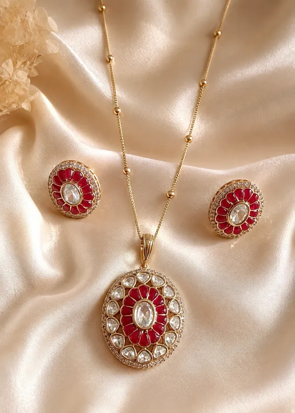 Ruby_Jharokha_Polki_Pendant_Necklace_Set