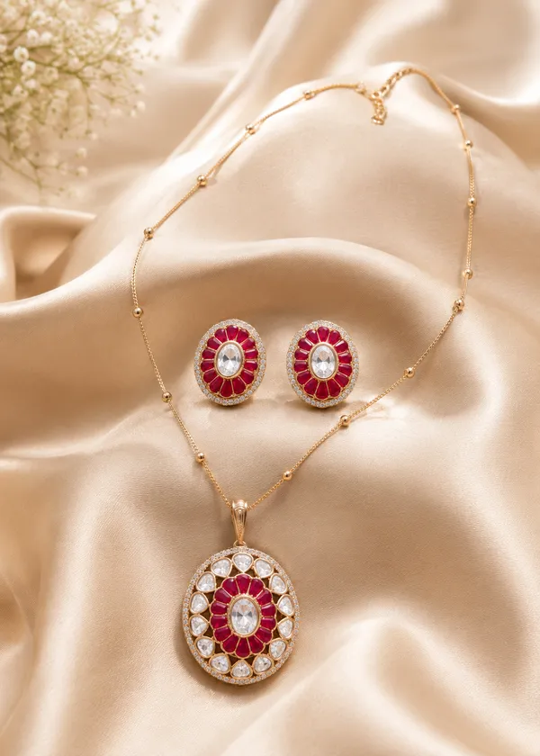 Ruby_Jharokha_Polki_Pendant_Necklace_Set