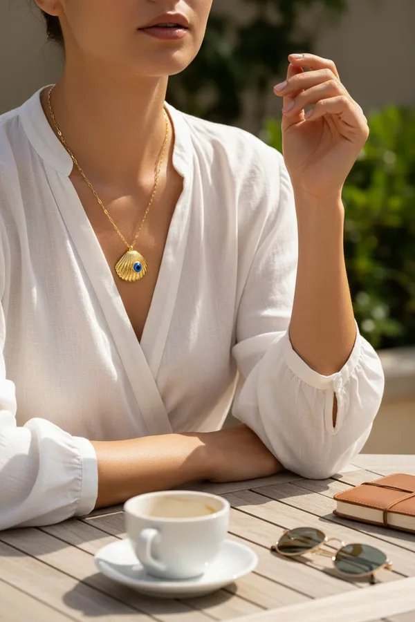 Seashell_Waterproof_Evil_Eye_Gold_Plated_Necklace