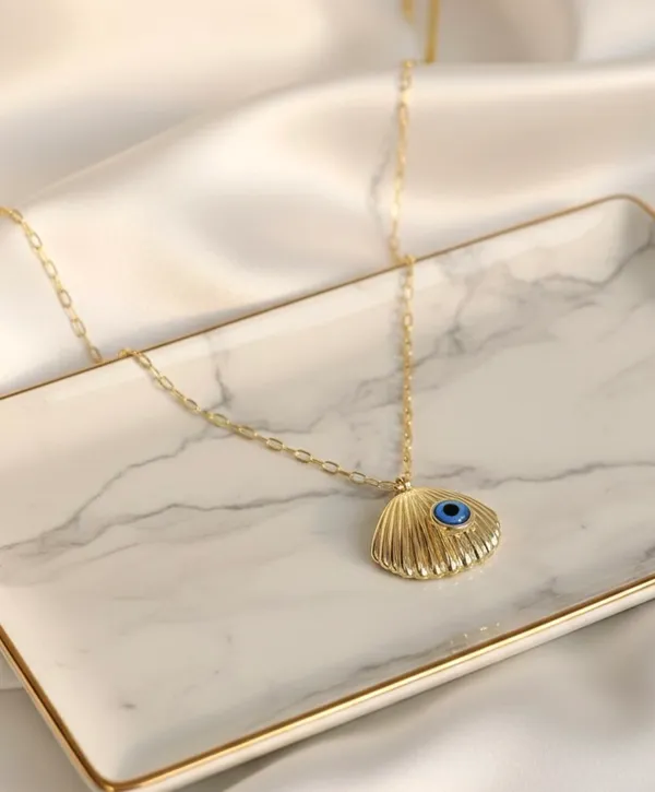 Seashell_Waterproof_Evil_Eye_Gold_Plated_Necklace