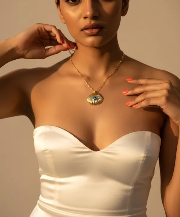 Seashell_Waterproof_Evil_Eye_Gold_Plated_Necklace