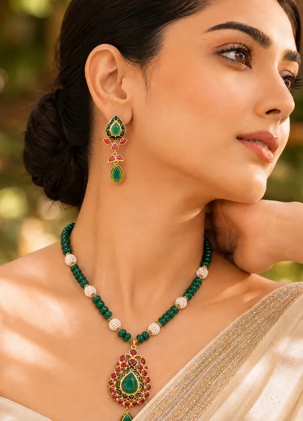 Meher_Pearl_Emerald_Elegance_Necklace_Set