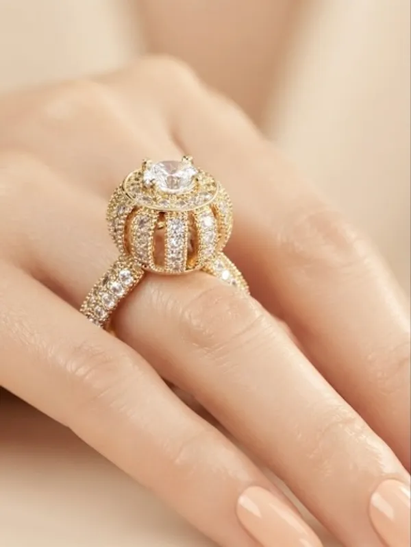 Melissa_Solitaire_Halo_Gold_Statement_Ring