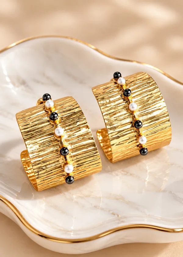 Muse_Sculpted_Pearl_Feathers_Statement_Cuff_Earrings