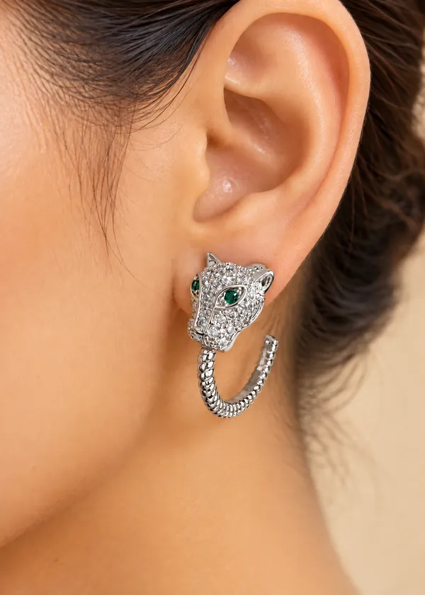 Cleopatra_Silver_Emerald_Panther_Earrings