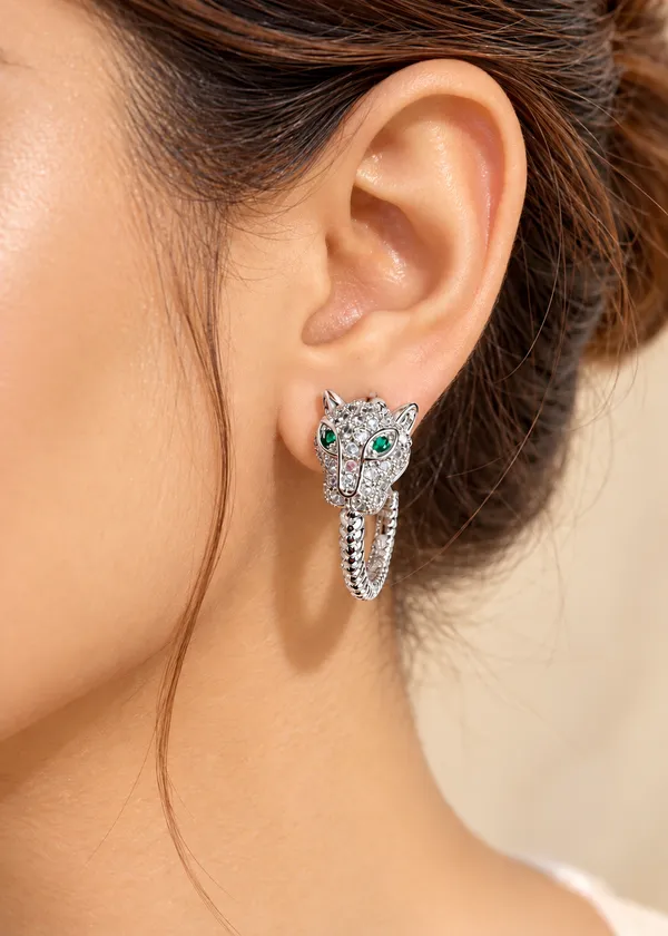 Cleopatra_Silver_Emerald_Panther_Earrings