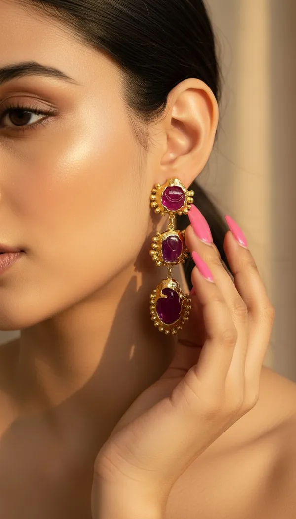 Jade_Pink_Baroque_Exaggerated_Danglers