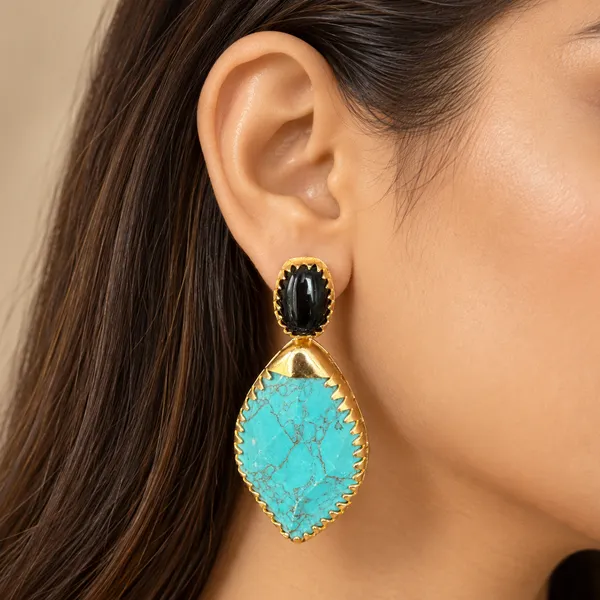 Santorini_Turquoise_Onyx_Gold_Plated_Drop_Earrings