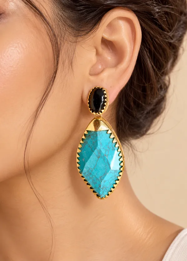 Santorini_Turquoise_Onyx_Gold_Plated_Drop_Earrings