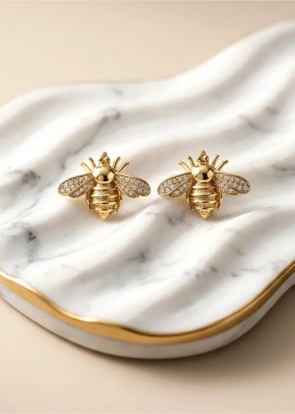 Gold_Plated_Zircon_Bee_Stud_Earrings