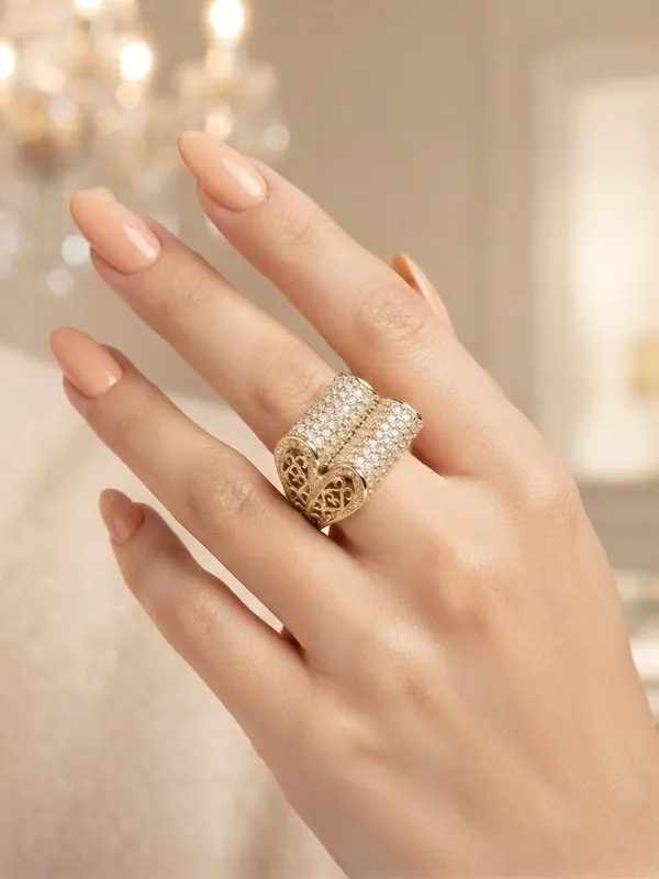 Victoria_CZ_Diamonds_Gold_Heart_Adjustable_Cocktail_Ring