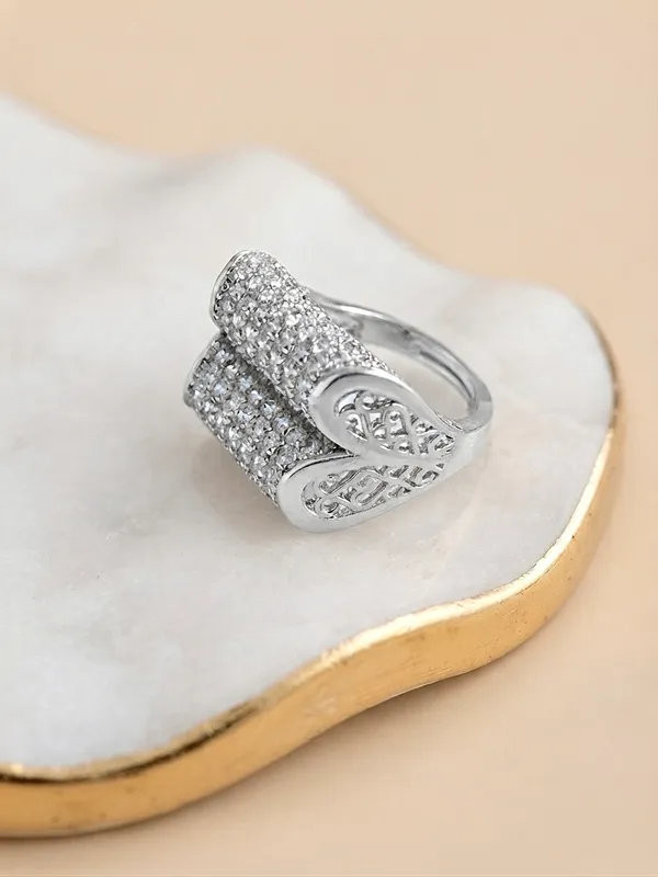 Victoria_CZ_Diamonds_Silver_Heart_Adjustable_Cocktail_Ring