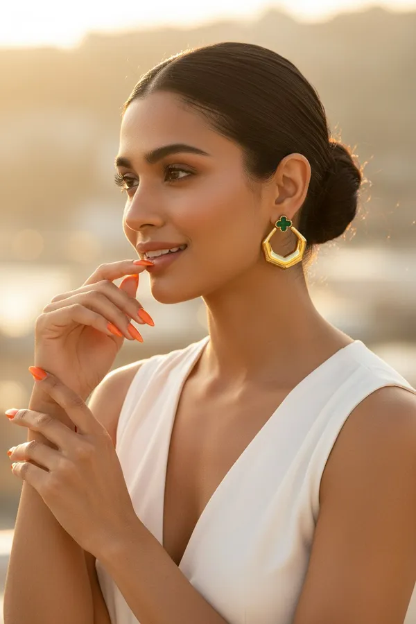Jade_Clover_Pentagon_18kt_Gold_Plated_Stud_Earrings