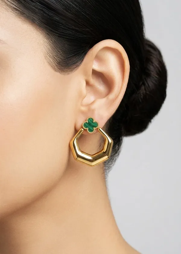 Jade_Clover_Pentagon_18kt_Gold_Plated_Stud_Earrings