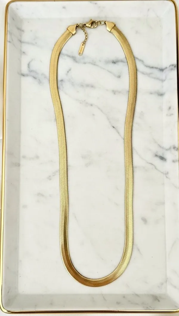 Omg_18kt_Gold_Plated_Herringbone_Snake_Chain_Necklace