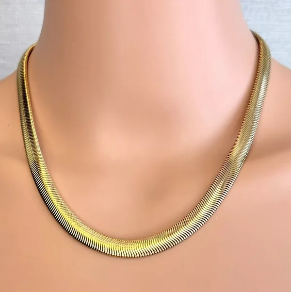 Omg_18kt_Gold_Plated_Herringbone_Snake_Chain_Necklace