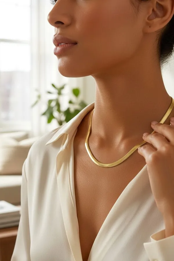 Omg_18kt_Gold_Plated_Herringbone_Snake_Chain_Necklace