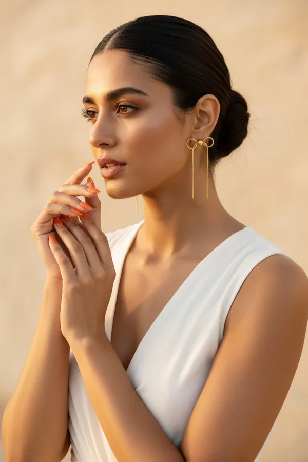 18kt_Gold_Plated_Bow_Knot_Long_Danglers
