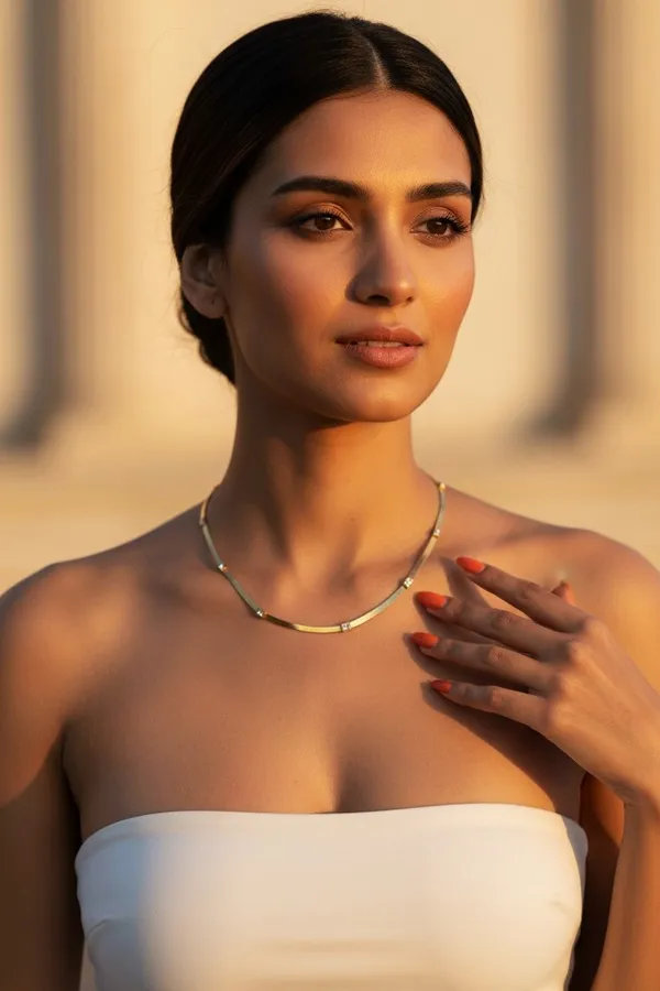 Zircon_Studs_Gold_Plated_Snake_Chain_Necklace