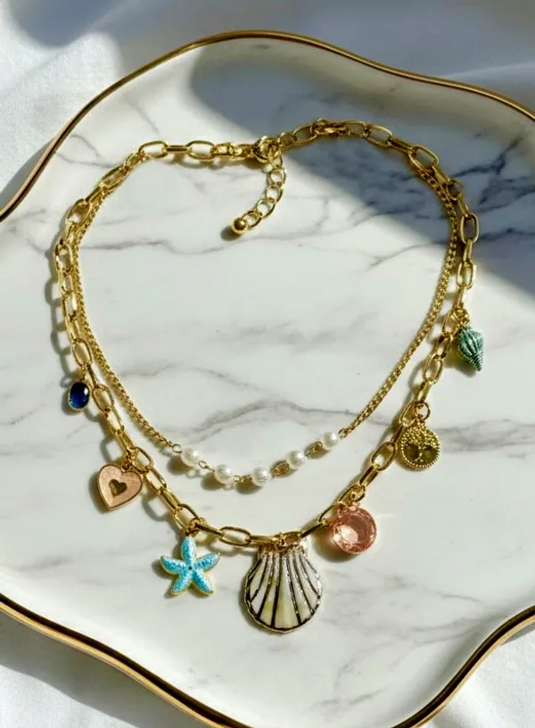 Moana_Waterproof_Ocean_Treasure_Charm_Double_Layered_Necklace