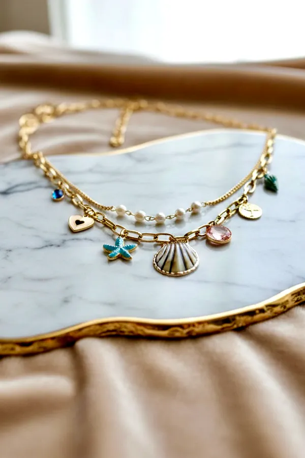 Moana_Waterproof_Ocean_Treasure_Charm_Double_Layered_Necklace