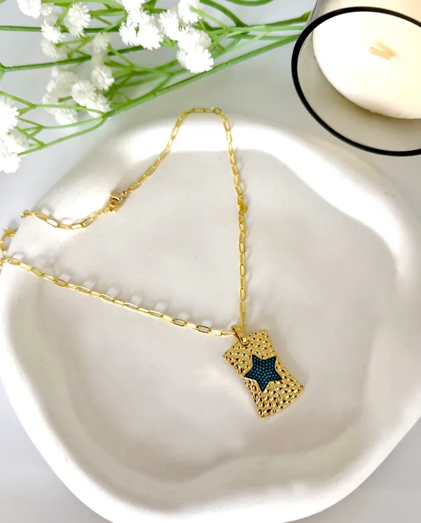 Star_Gold_Plated_Hammered_Necklace