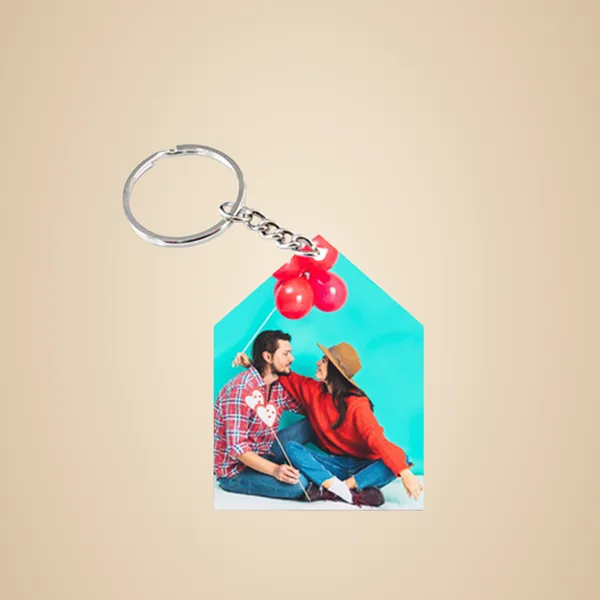Personalized_Photo_Keychain_-_House_Shape_With_Red_Balloons_(50_X_38_Mm)
