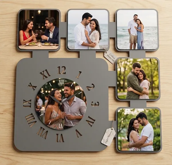 Square_Wenge_Photo_Frame_Wall_Clock_OKW027_-_14X14_Inches