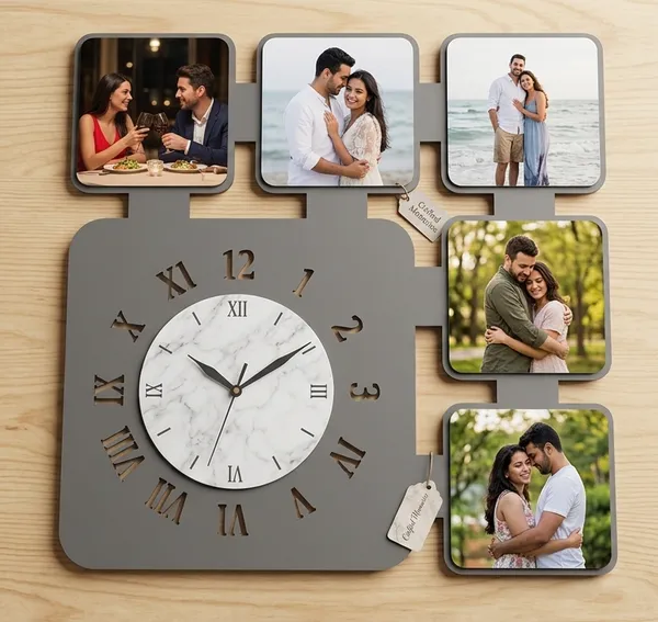Square_Wenge_Photo_Frame_Wall_Clock_OKW027_-_14X14_Inches