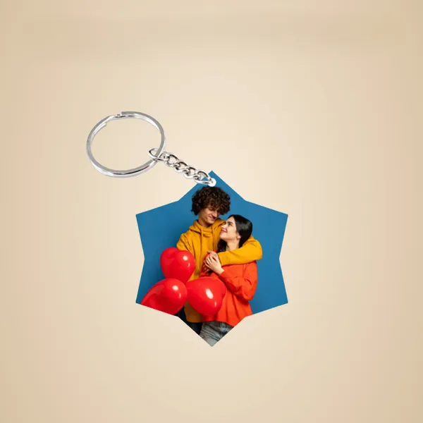 Personalized_Star-Shaped_Photo_Keychain_With_Metal_Ring_(50X45Mm)
