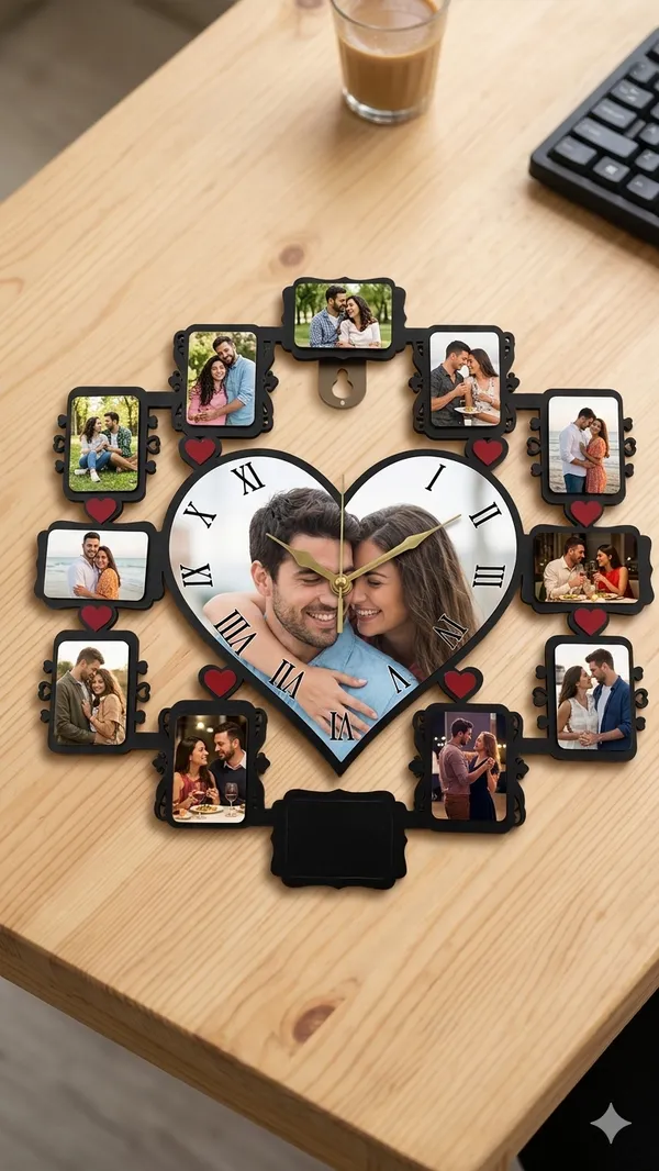 Heart_Shaped_12-Photo_Personalized_Wall_Clock_OKW040_-_16X16_Inches