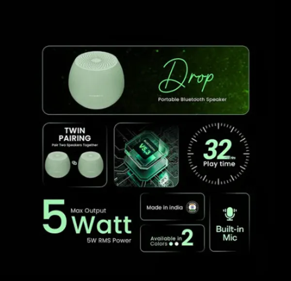 Hammer_Drop_5W_Wireless_Bluetooth_Speaker_(Green)