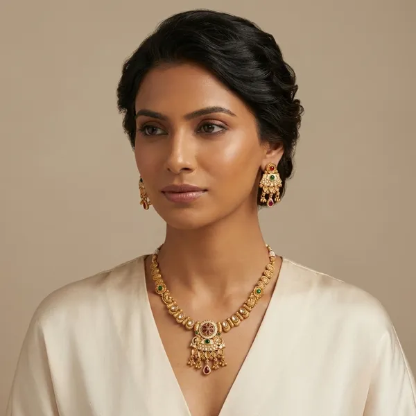 Multicolor_Traditional_Gold_Toned_Kundan_Necklace_Set_With_Colorful_Stones_And_Matching_Earrings_For_Women