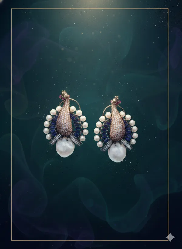 Blue_And_Gold_Peacock_Inspired_Pearl_Stone_Earrings_For_Women