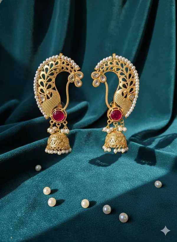Ruby_And_Gold_Traditional_Golden_Peacock_Jhumka_Earrings_With_Stone_Pearl_Embellishments_For_Women