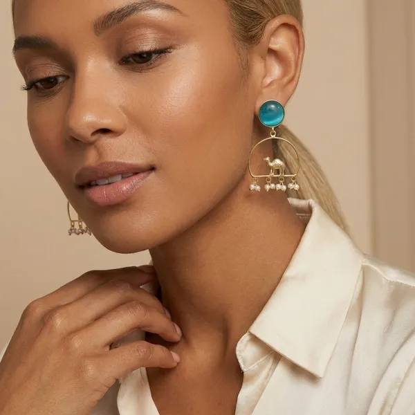 Blue_And_Gold_Elegant_Camel_Charm_Drop_Earrings_With_Stone_Studs_For_Women
