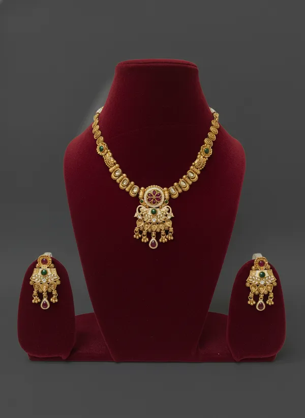 Multicolor_Traditional_Gold_Toned_Kundan_Necklace_Set_With_Colorful_Stones_And_Matching_Earrings_For_Women