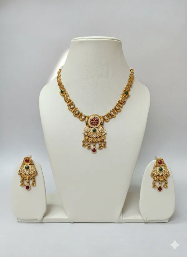 Multicolor_Traditional_Gold_Toned_Kundan_Necklace_Set_With_Colorful_Stones_And_Matching_Earrings_For_Women