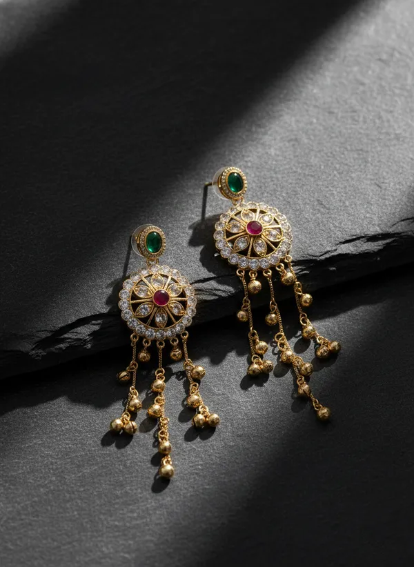 Green_And_Ruby_Gold_Plated_Kundan_Jhumka_Earrings_With_Stones_For_Women
