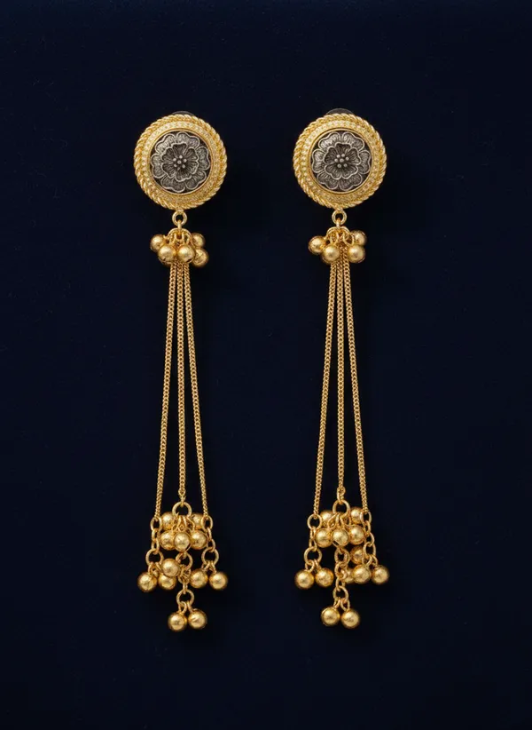 Gold_Elegant_Toned_Drop_Earrings_With_Coin_Detailing_And_Chain_Tassels_For_Women
