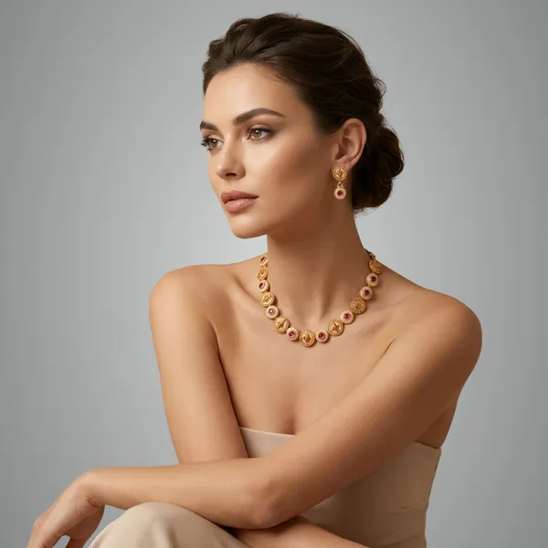 Pink_And_Gold_Traditional_Toned_Choker_Necklace_Set_With_Pearl_Stone_Accents_For_Women