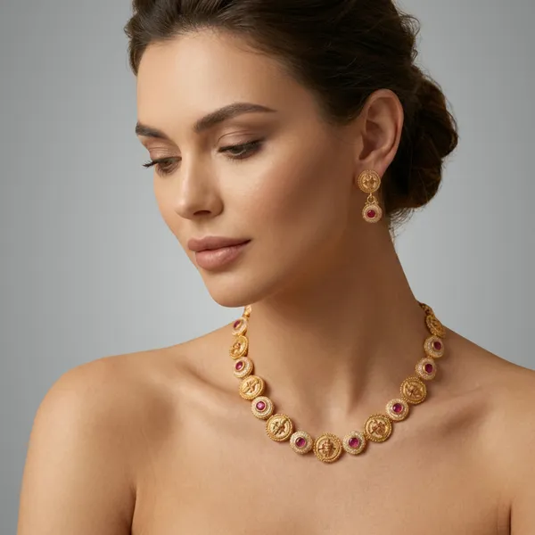 Pink_And_Gold_Traditional_Toned_Choker_Necklace_Set_With_Pearl_Stone_Accents_For_Women