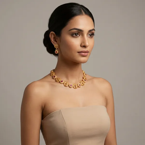 Pink_And_Gold_Traditional_Toned_Choker_Necklace_Set_With_Pearl_Stone_Accents_For_Women