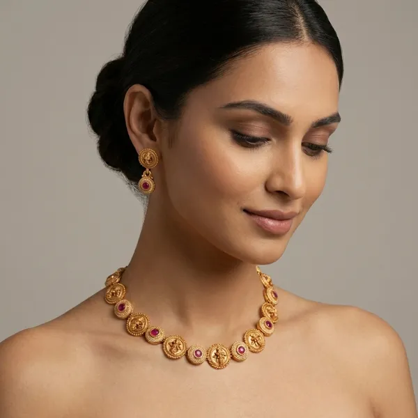 Pink_And_Gold_Traditional_Toned_Choker_Necklace_Set_With_Pearl_Stone_Accents_For_Women