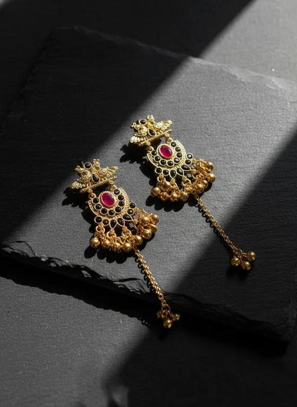 Ruby_And_Black_Gold_Traditional_Toned_Ethnic_Earrings_With_Stone_Embellishments_For_Women