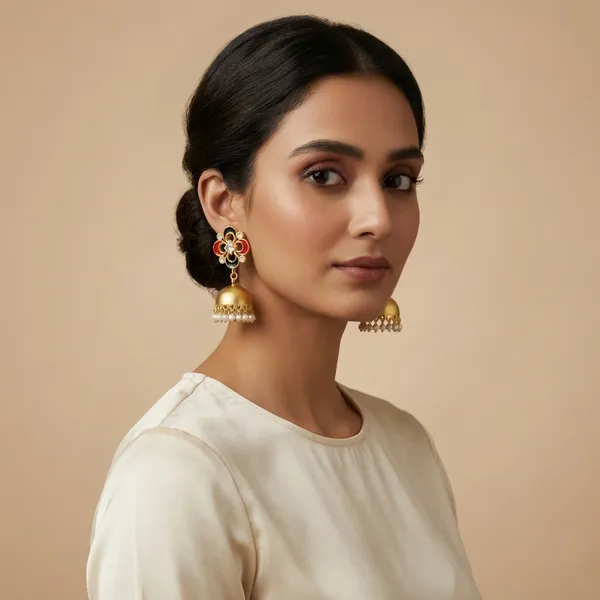 Gold_And_White_Plated_Meenakari_Jhumka_Earrings_With_Pearl_Drops_For_Women