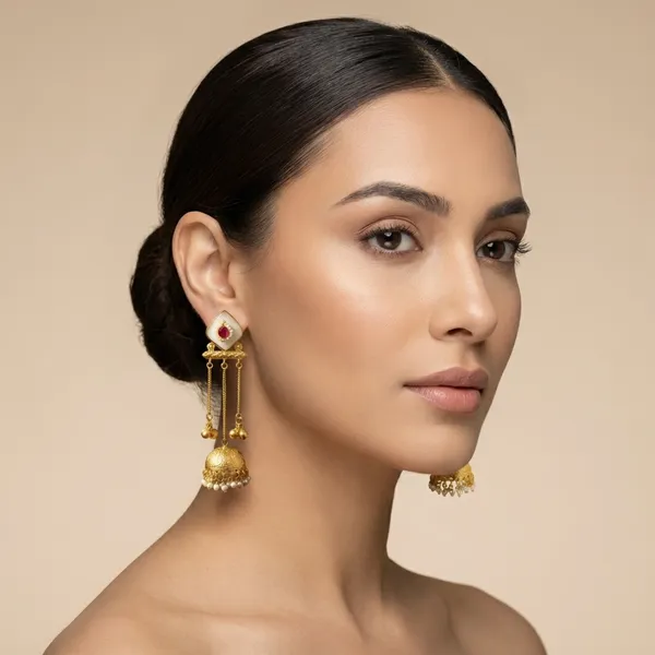 White_And_Gold_Traditional_Plated_Jhumka_Earrings_With_Stone_Pearl_Drops_For_Women