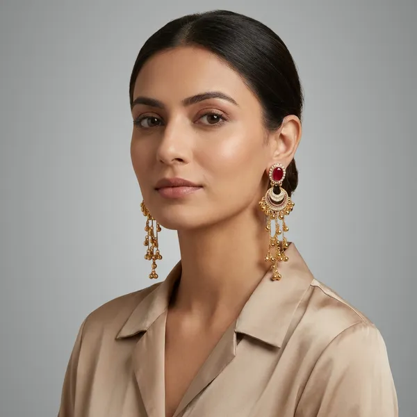 Red_And_Gold_Elegant_Stone_Chandbali_Earrings_With_Golden_Beads_For_Women